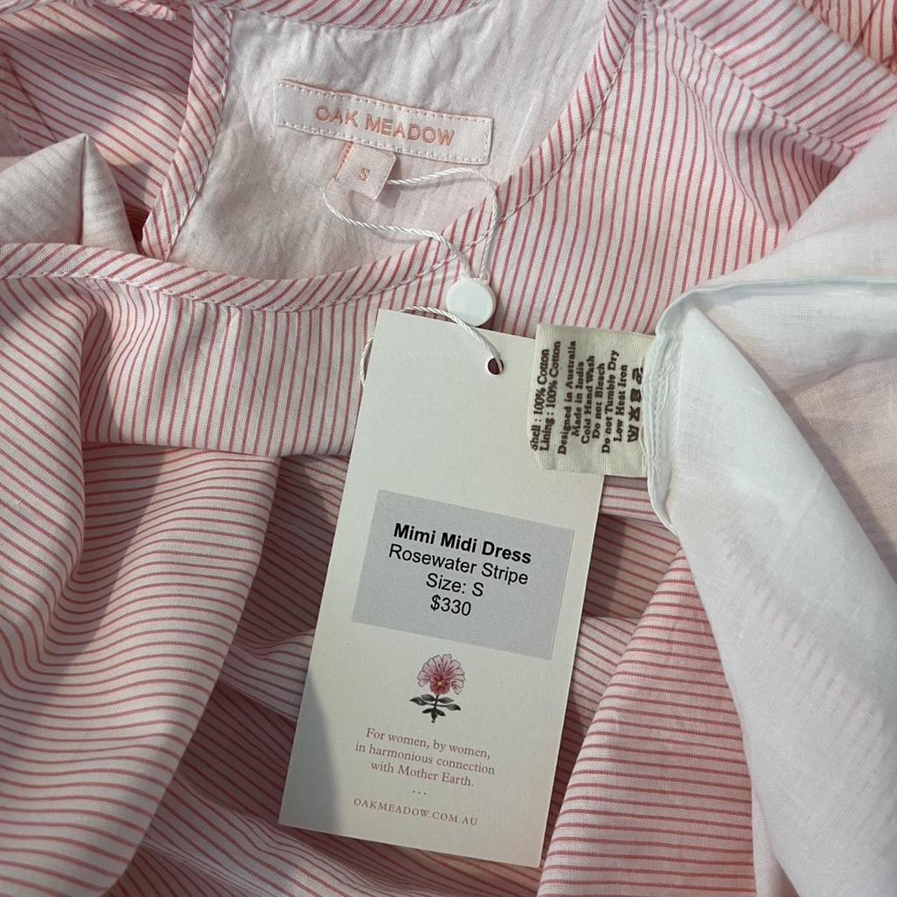 Oak Meadow BNWT Mimi Midi Dress in Rosewater Stripe.