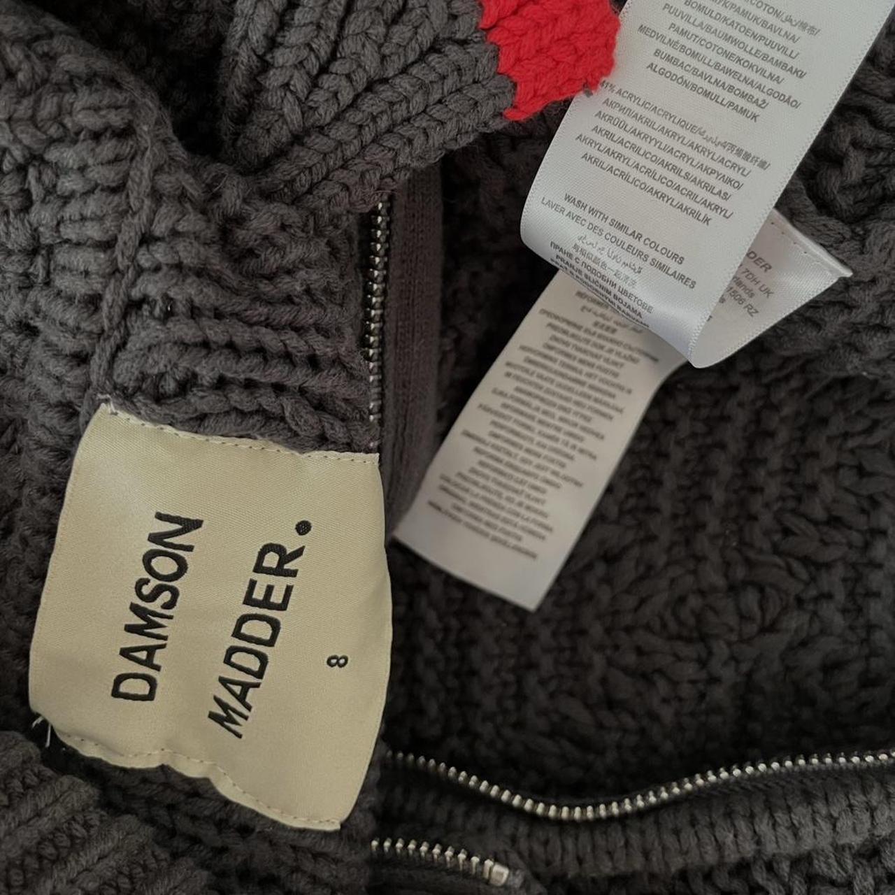 Damson Madder GRANDPA Floral Embroidered Cardigan in Charcoal.