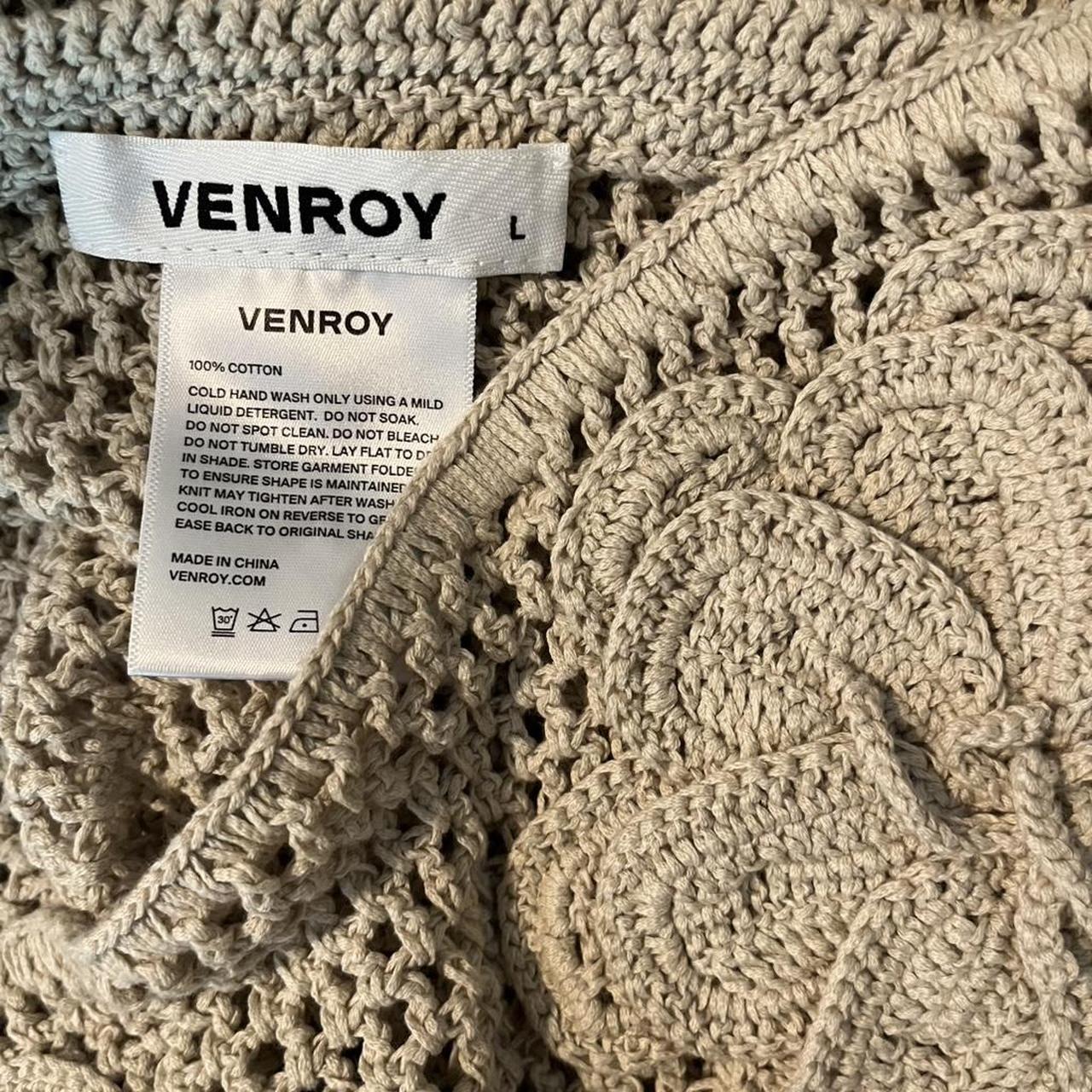 Venroy Strapless Floral Crochet Cotton Mini Dress in Natural.