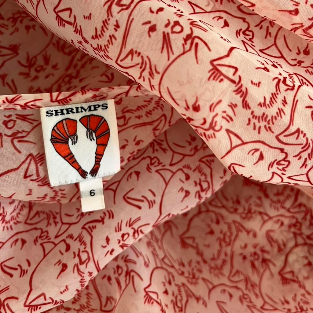 Shrimps CORDELIA Cat-Print Organza Wrap Top.