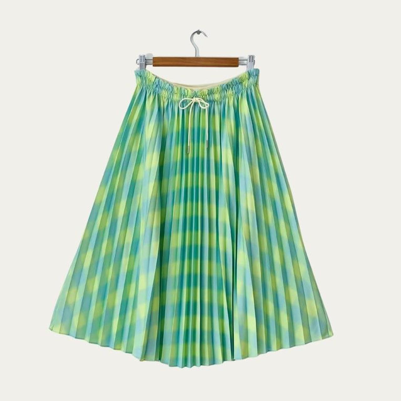 Proenza Schouler White Label DIFFUSED GINGHAM georgette pleated skirt.
