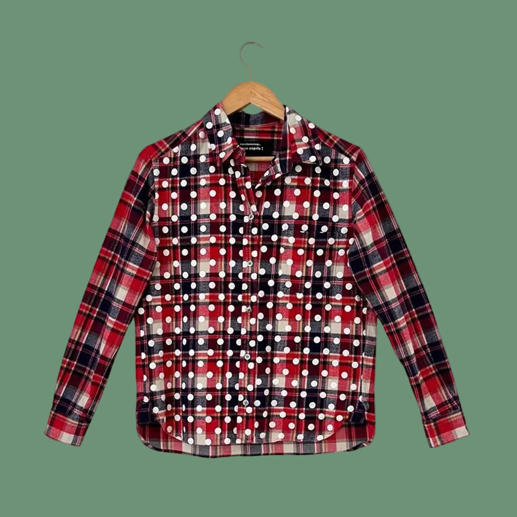 Merci Beaucoup Plaid Flannelette Polka Dot Shirt.