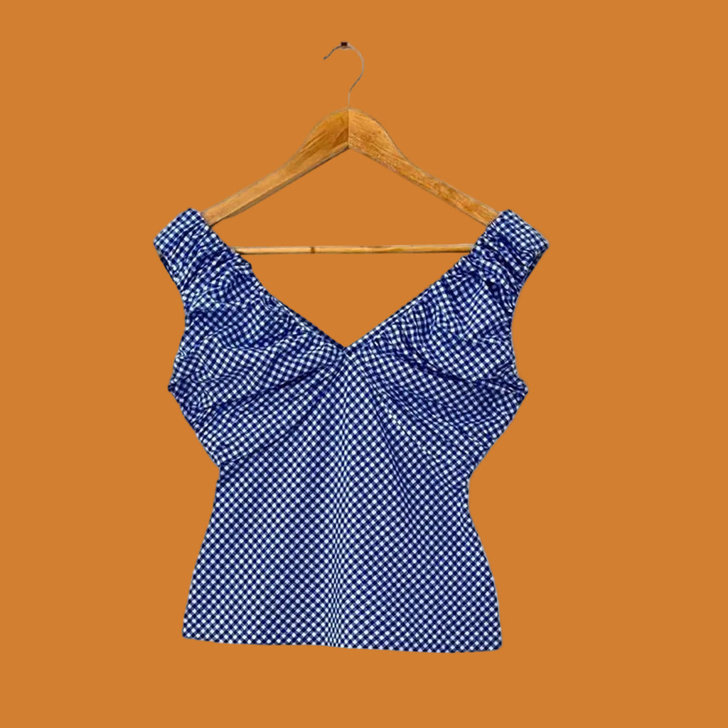 Ruby NZ RAQUEL Top in Cobalt Gingham.