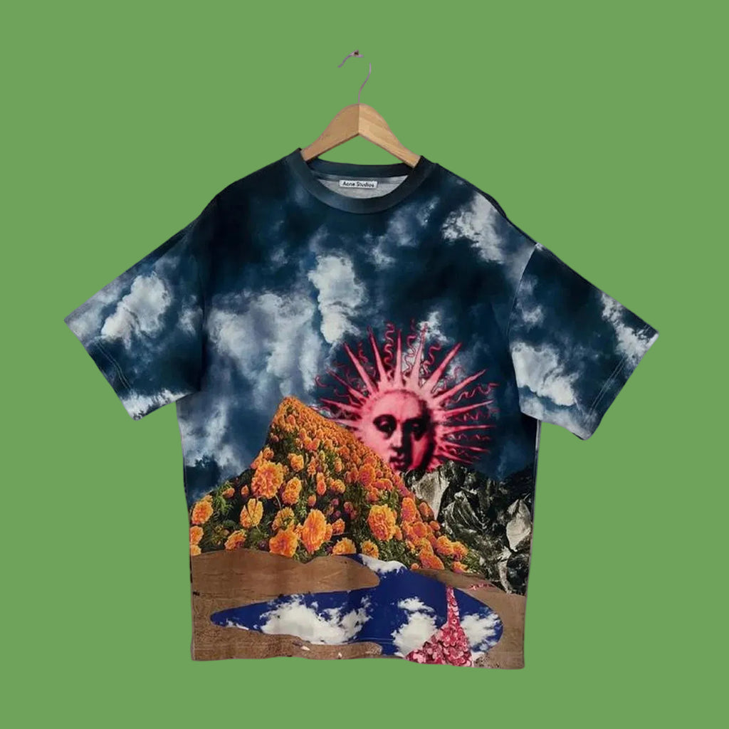 ACNE Studios ESTRELLE Graphic Print Cotton T-shirt In Grey.