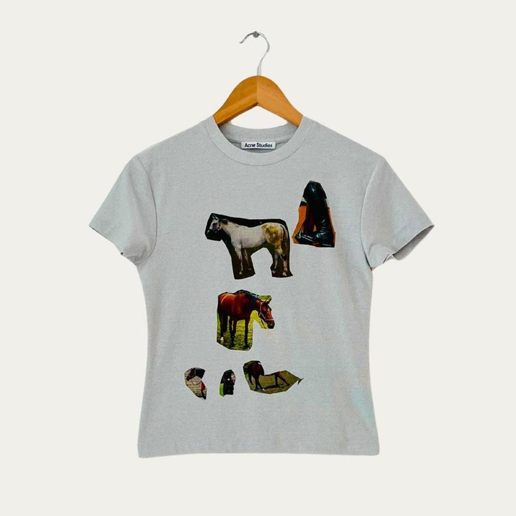 Acne Studios SILVER HORSE T-shirt In Silver Grey.