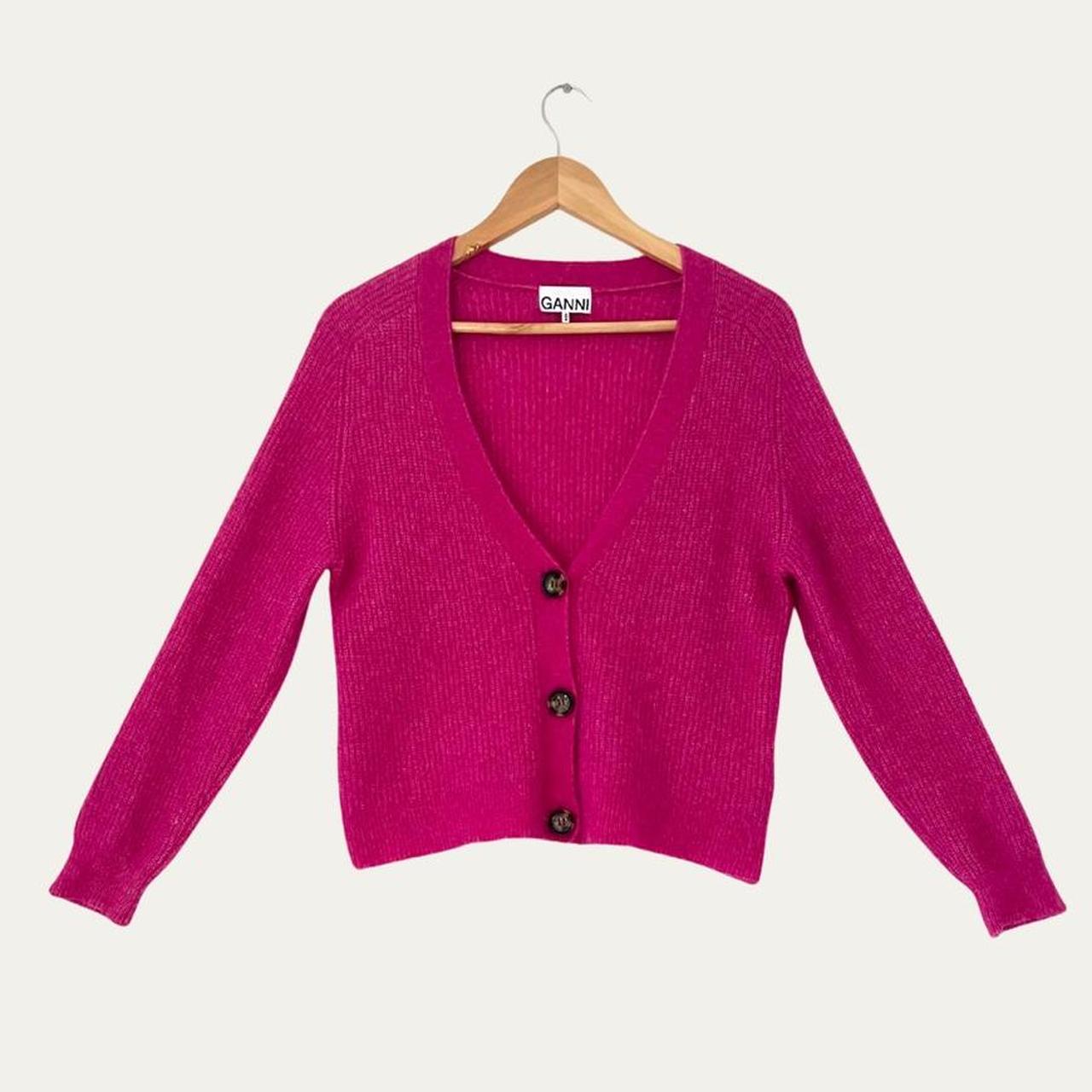 Ganni Wool Cardigan in Magenta Size XS.