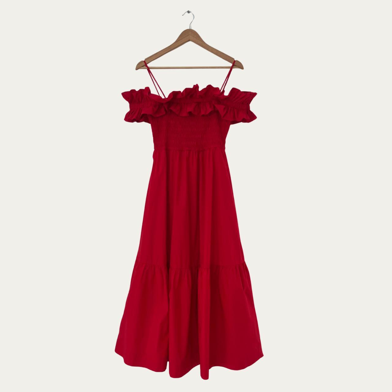 Ganni Cold-shoulder Ruffled Cotton Midi Dress.