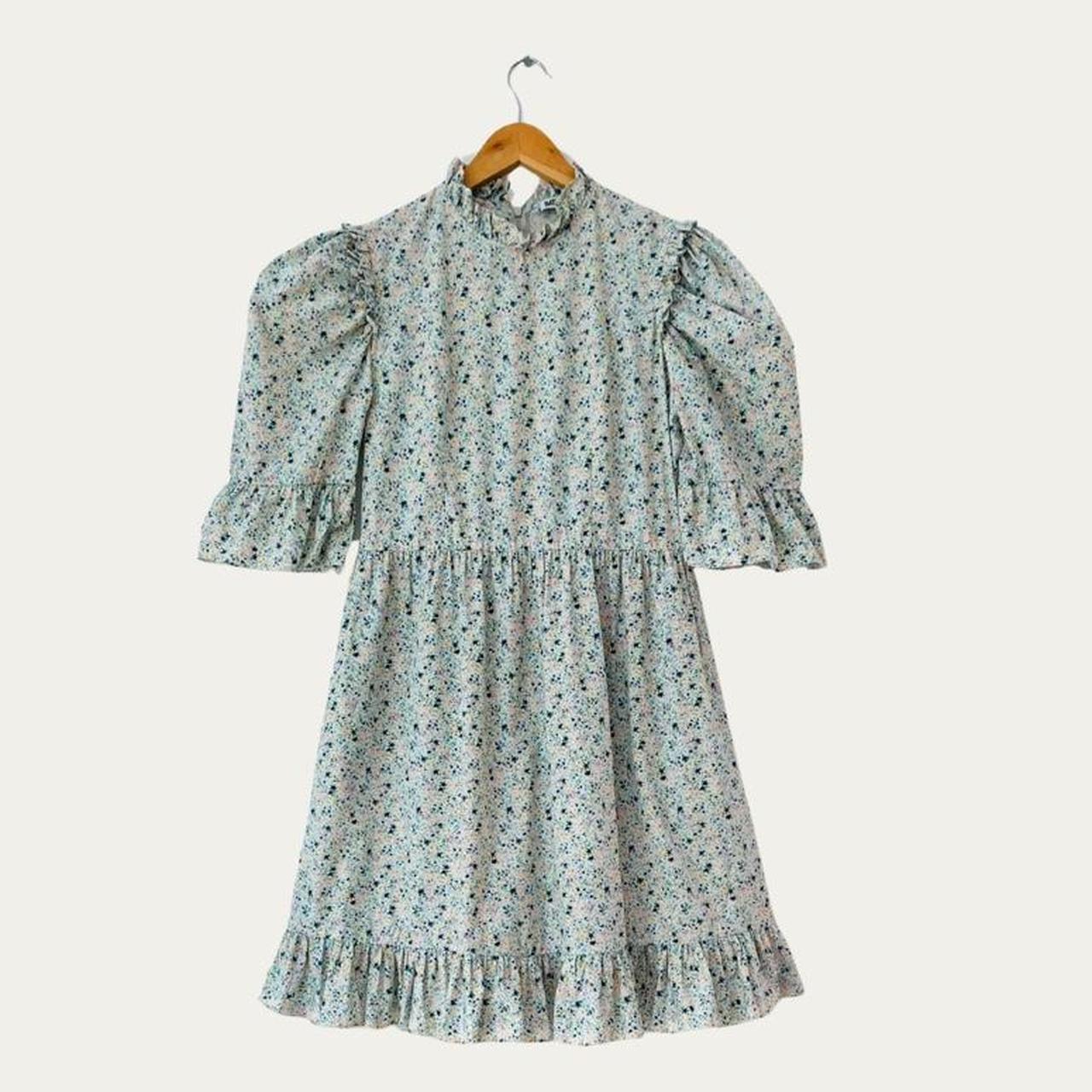 Batsheva KATE Ruffled Floral-Print Cotton Mini Dress.