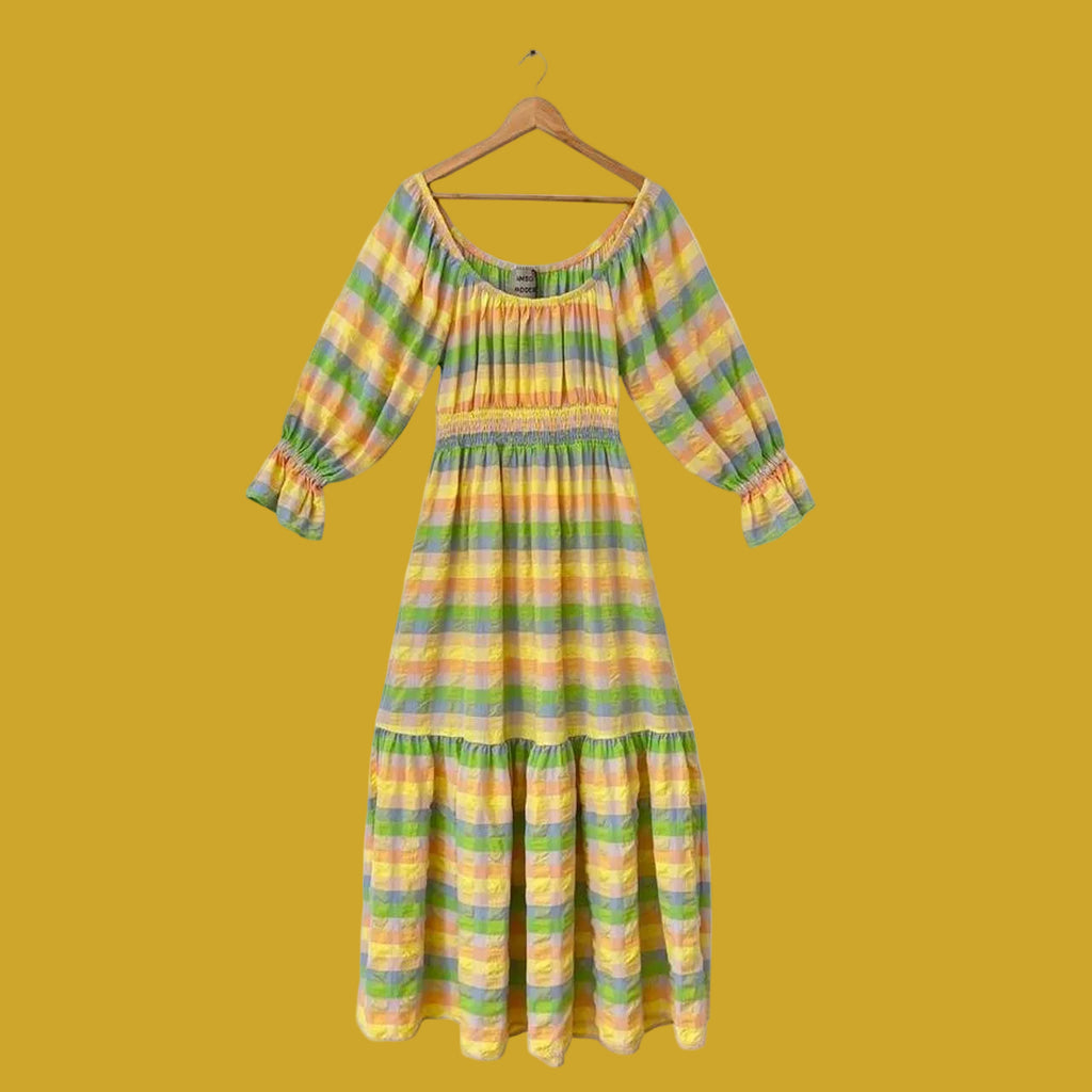 Damson Madder BNWT WINIFRED Pastel Seersucker Maxi Dress.