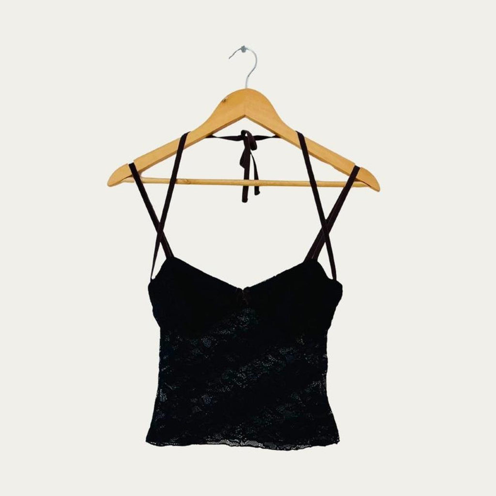 Peachy Den THE BETSEY Lace Cami in Black.