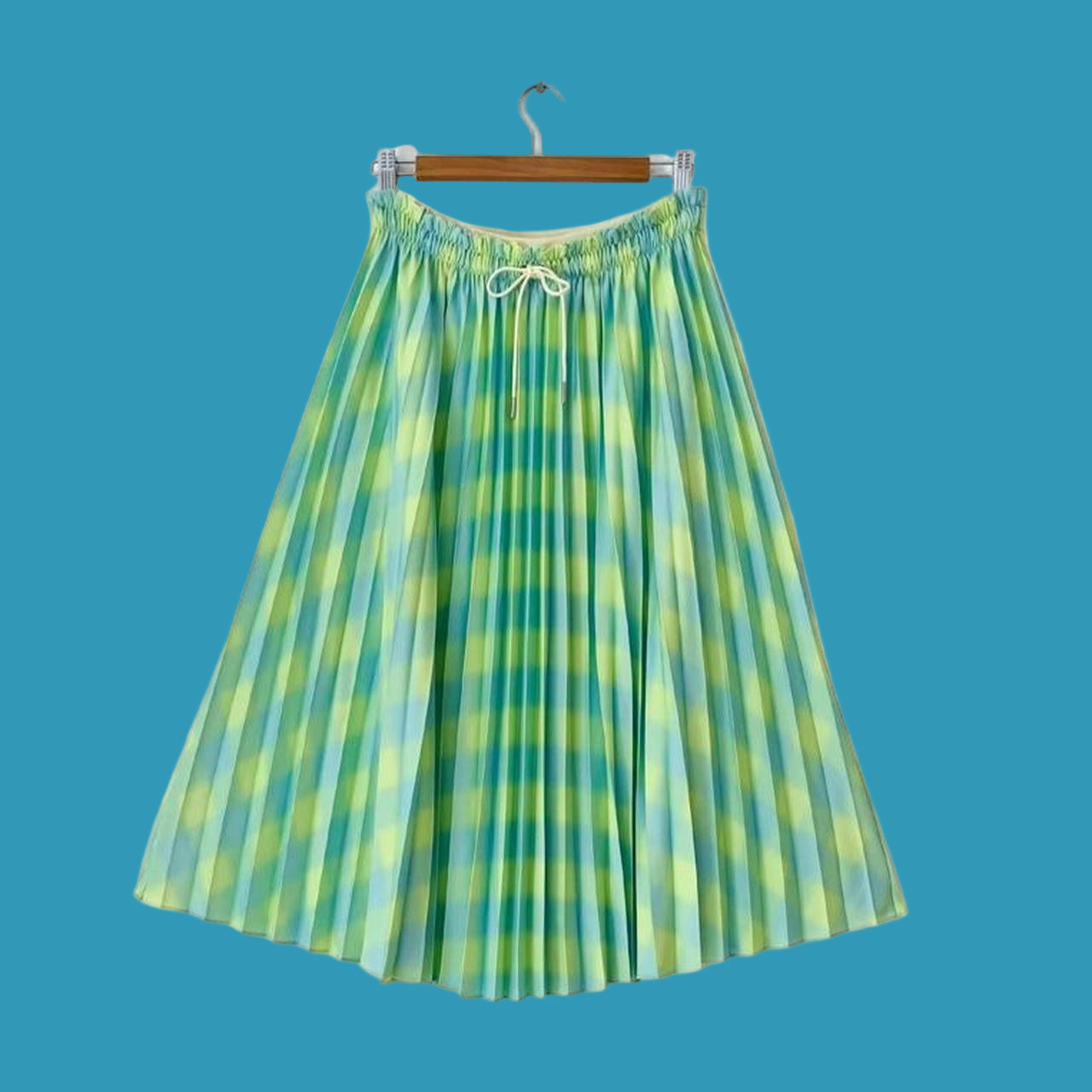 Proenza Schouler White Label DIFFUSED GINGHAM georgette pleated skirt.
