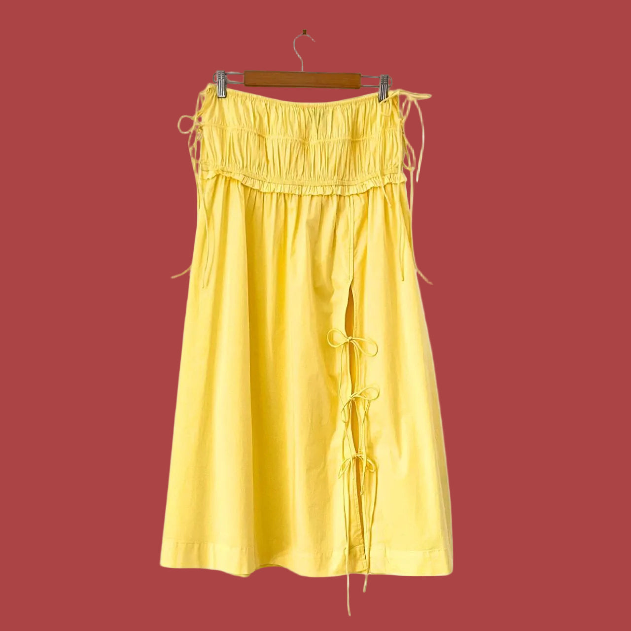 Damson Madder CHARLOTTE Midi Skirt in Yellow.