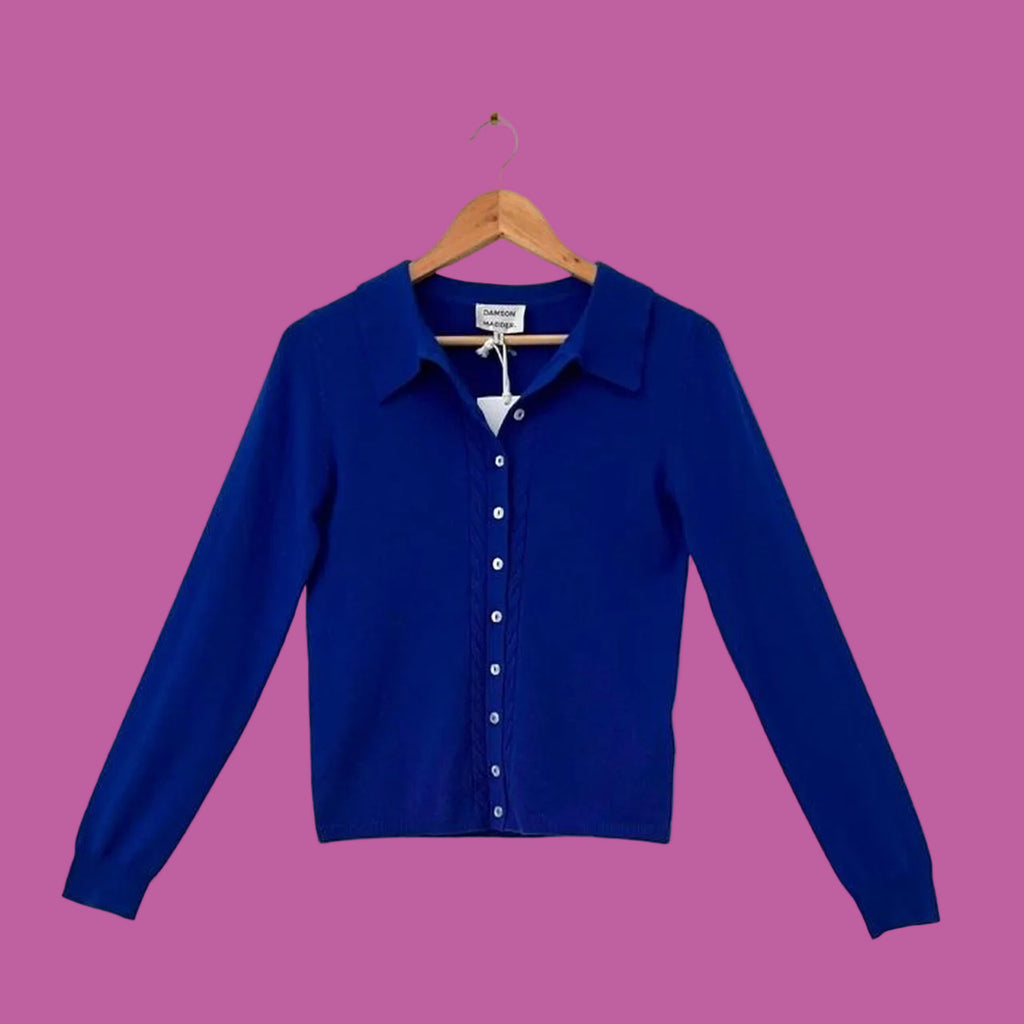 Damson Madder BNWT VOULA Cardigan in Blue.