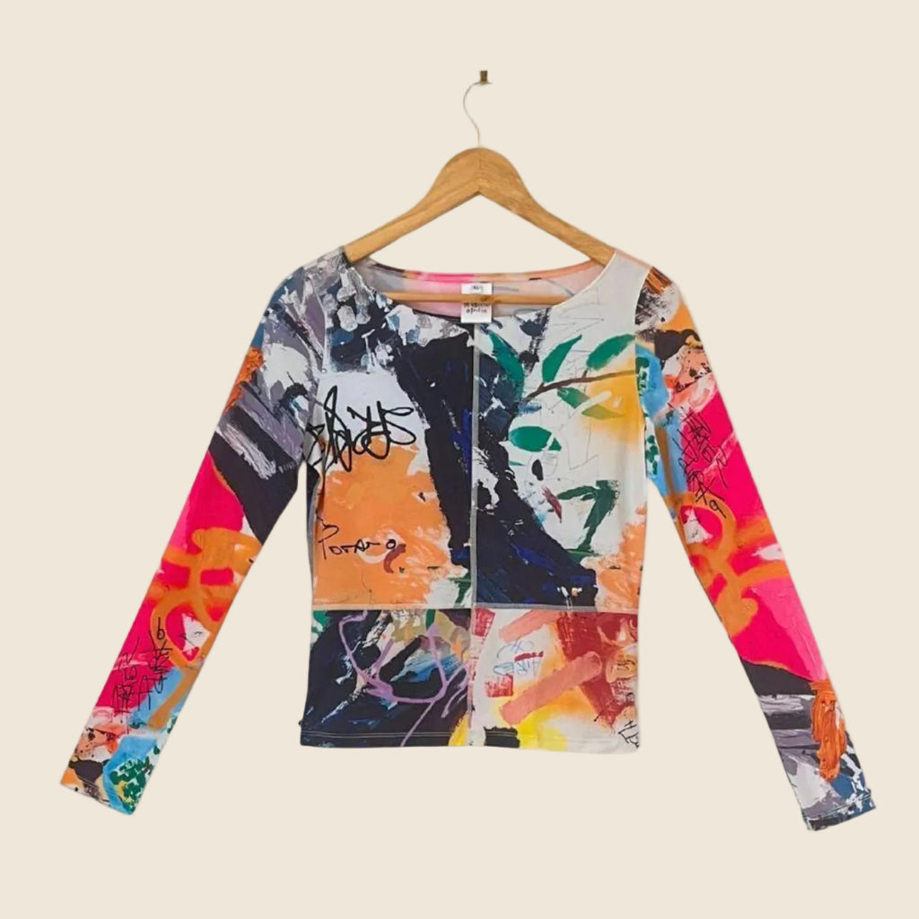 All Is A Gentle Spring RAINBOW FLEX Tapestry Long Sleeve Top Size XL.