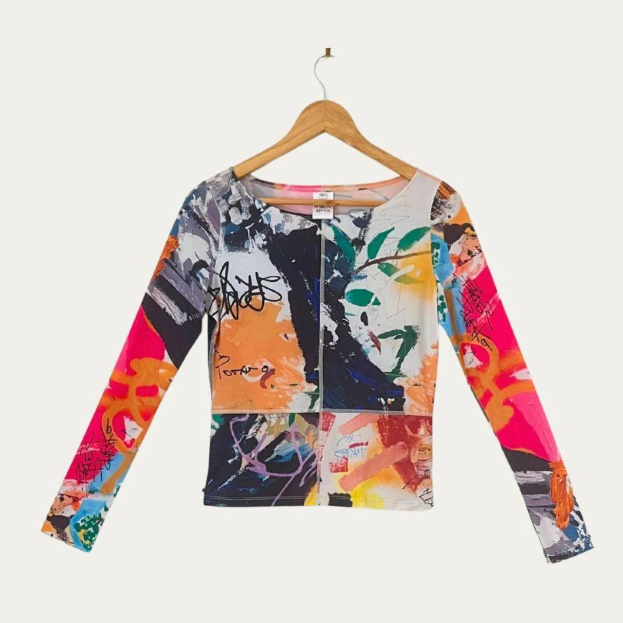 All Is A Gentle Spring RAINBOW FLEX Tapestry Long Sleeve Top Size XL.