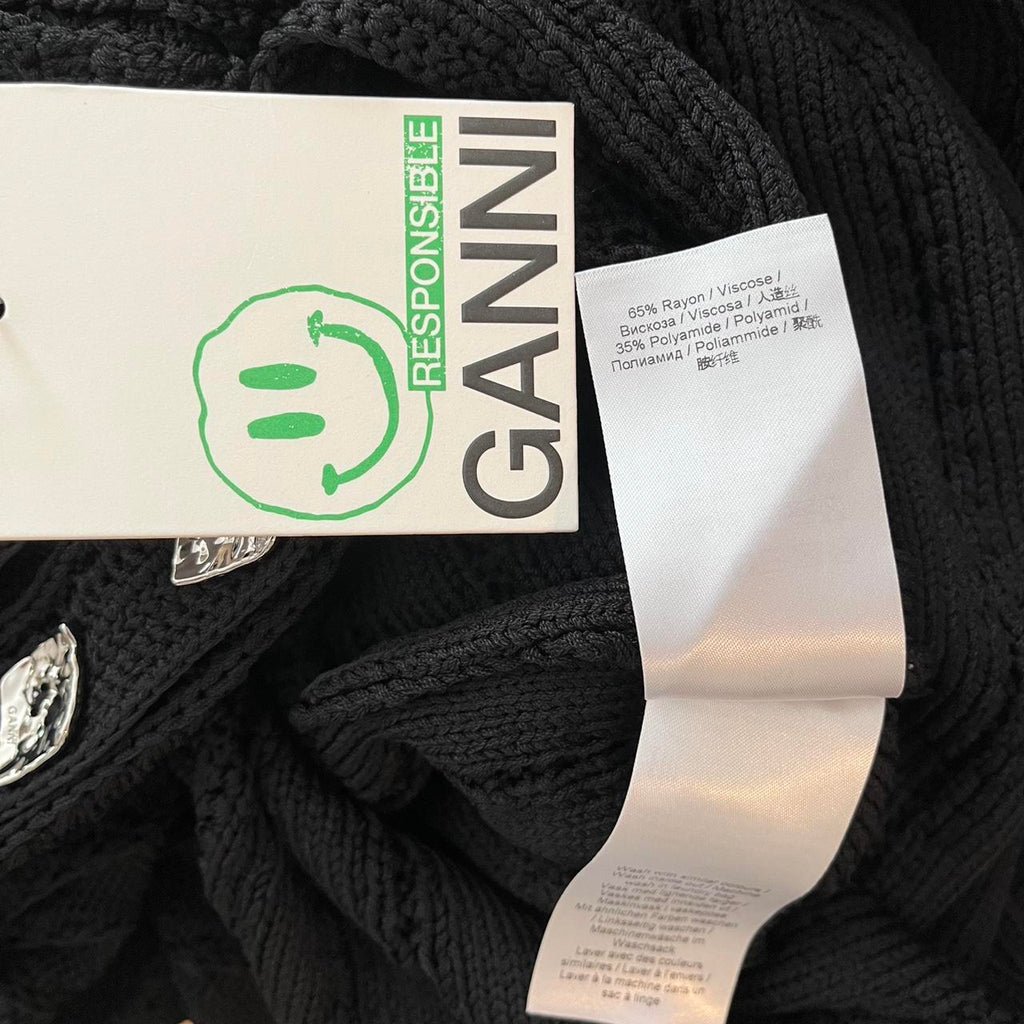 Ganni BNWT Knitted Halterneck Midi Dress in Black.