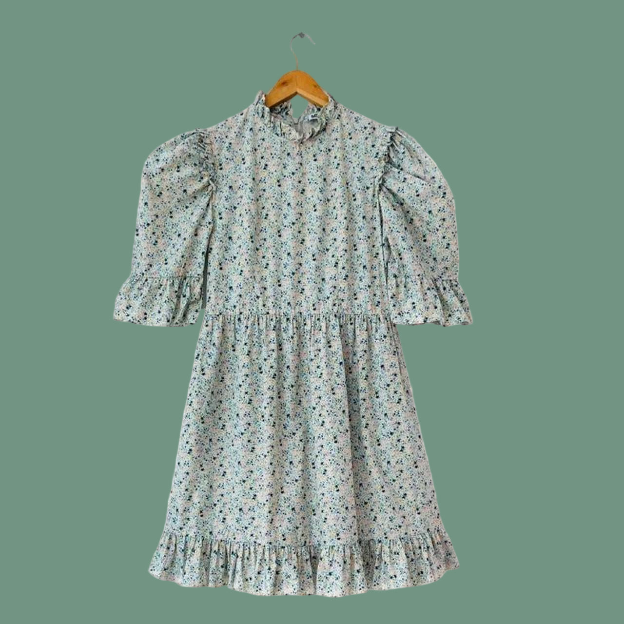 Batsheva KATE Ruffled Floral-Print Cotton Mini Dress.