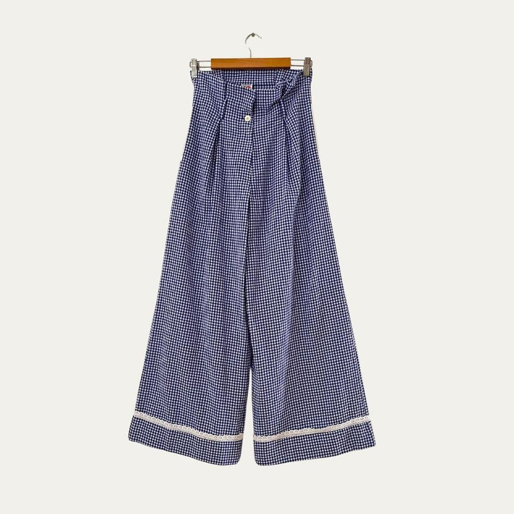 Shrimps BNWT VALENTINA Wide Leg Pants in Blue Check Size 8/S.