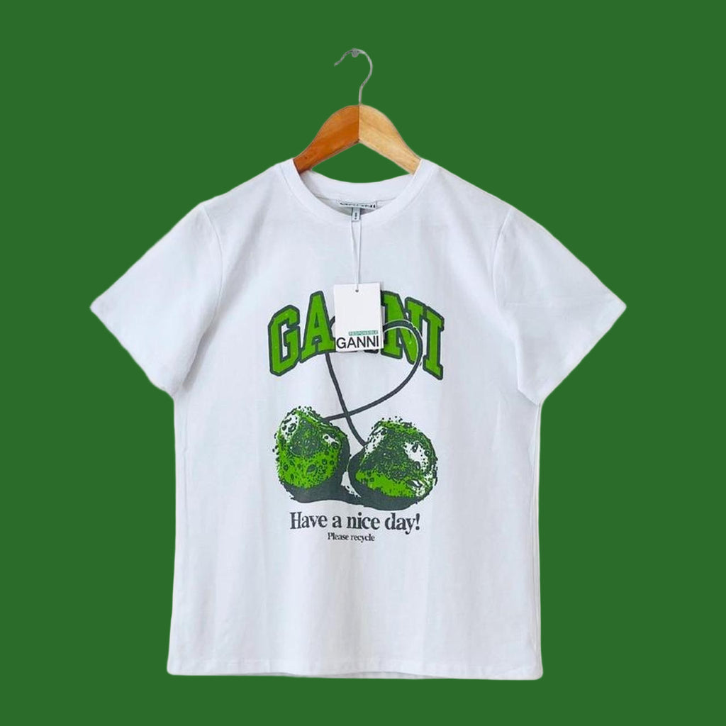 Ganni BNWT Basic Jersey Cherry Relaxed T-Shirt.