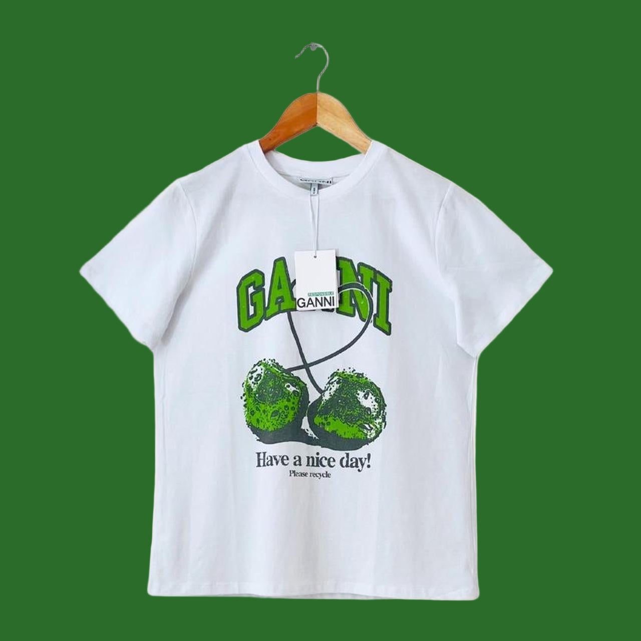 Ganni BNWT Basic Jersey Cherry Relaxed T-Shirt.