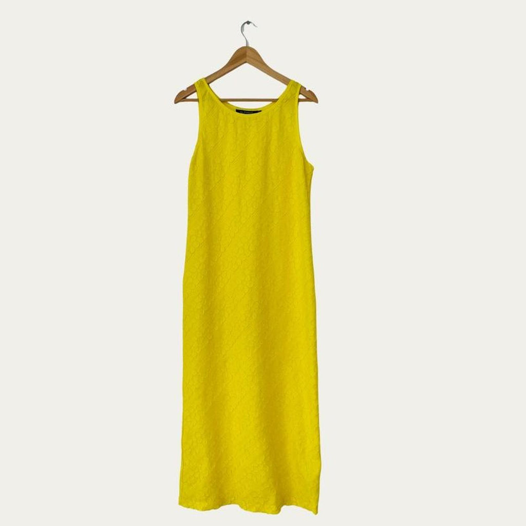 Alpha60 Floral Pleated Maxi Dress in Yellow.