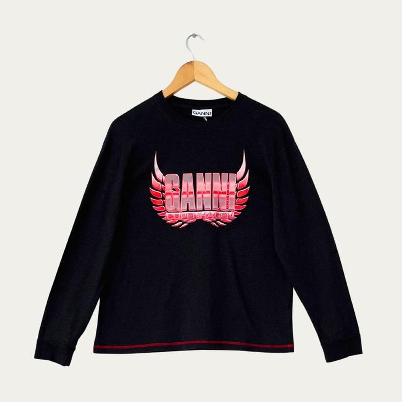 Ganni Melange Light Jersey Long Sleeve T-shirt In Phantom.