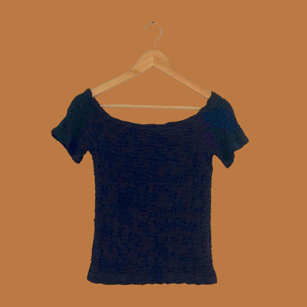 Low Classic Scrunchie Crop Top in Black.