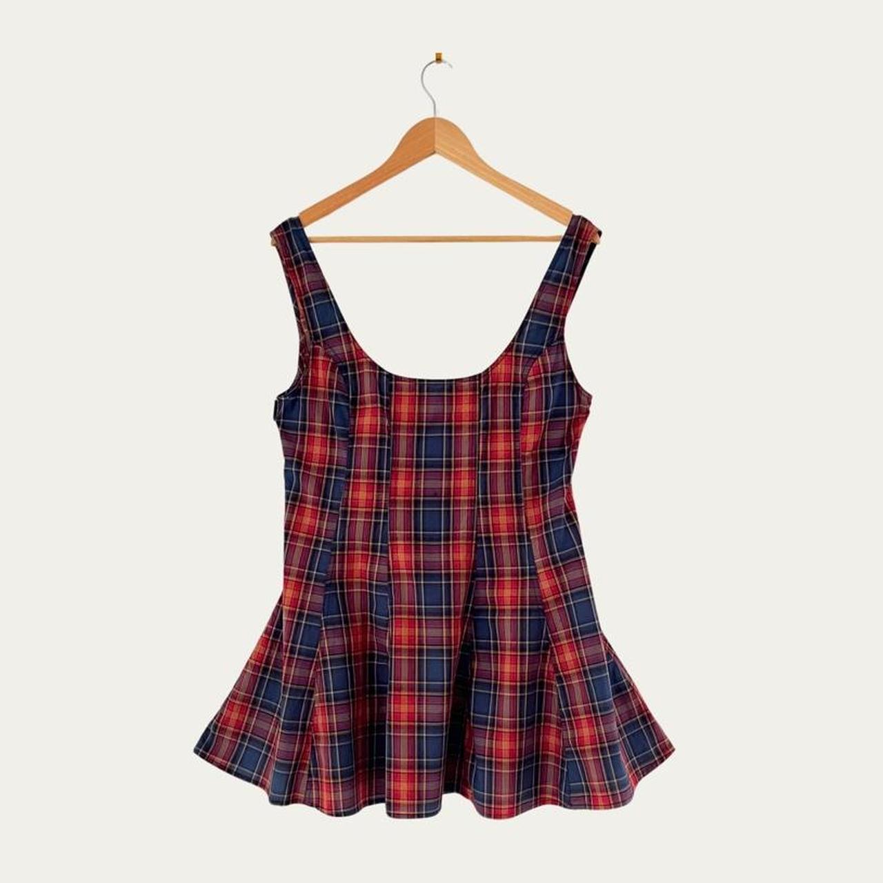 Katharina Lou ANNABEL Mini Dress in Strawberry Blue Check
