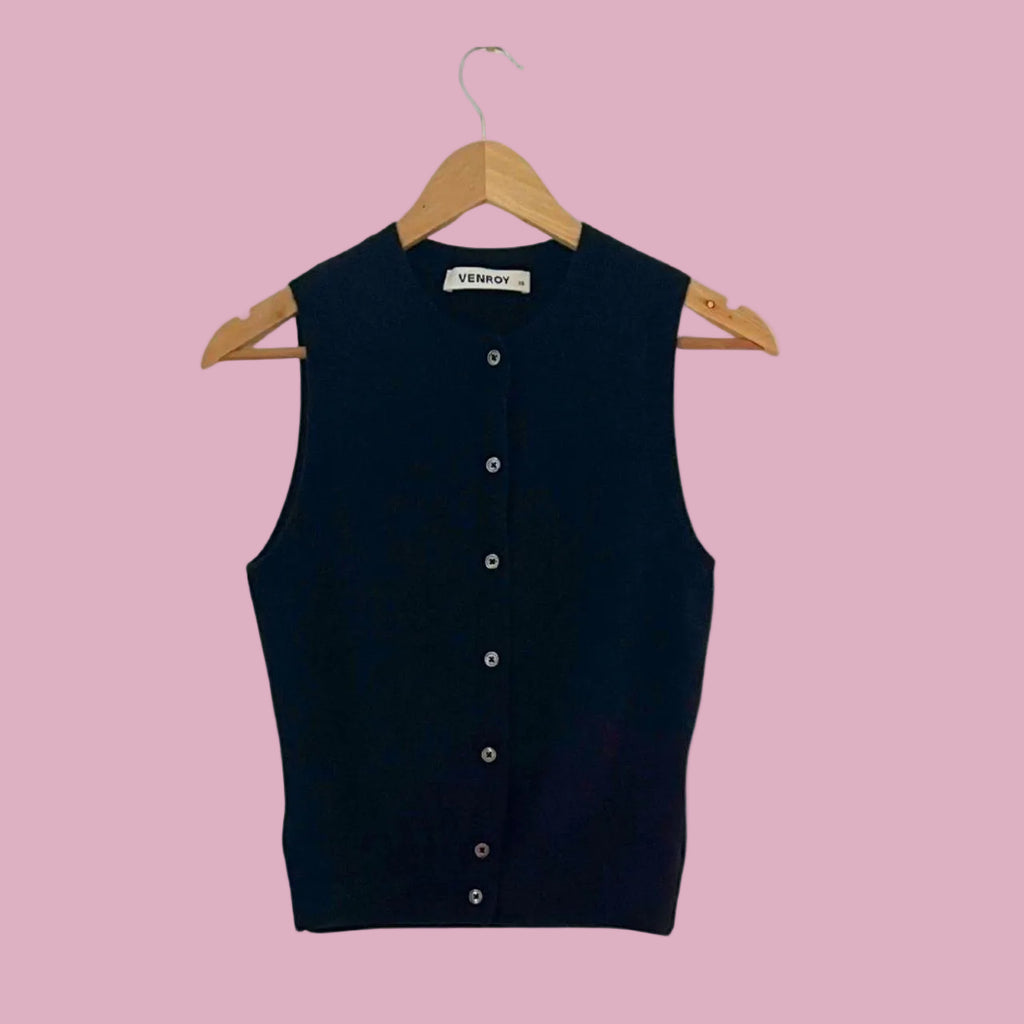 Venroy Cashmere Button Down Tank Top.