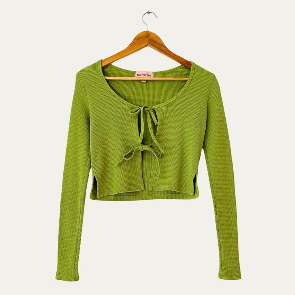 Lisa Says Gah MIA Long Sleeve Crop Top in Green Size XS.