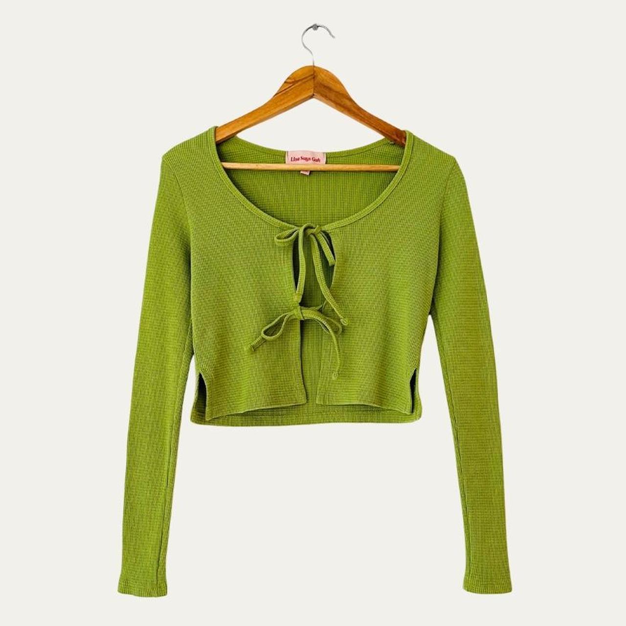 Lisa Says Gah MIA Long Sleeve Crop Top in Green Size XS.