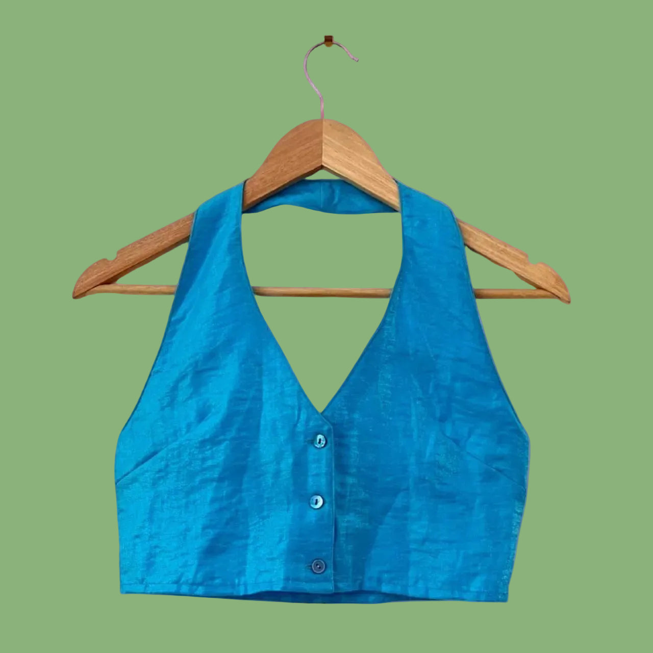 Paloma Wool Halter Crop Top in Blue.