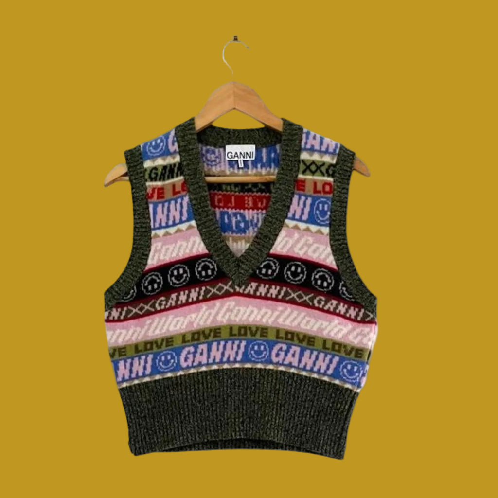 Ganni V-Neck Vest in Multicolour.