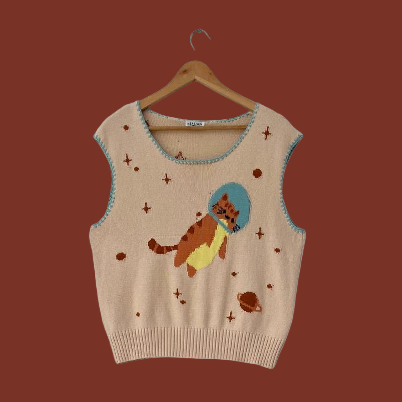 Hèrlian Astronaut Cat Knitted Vest.