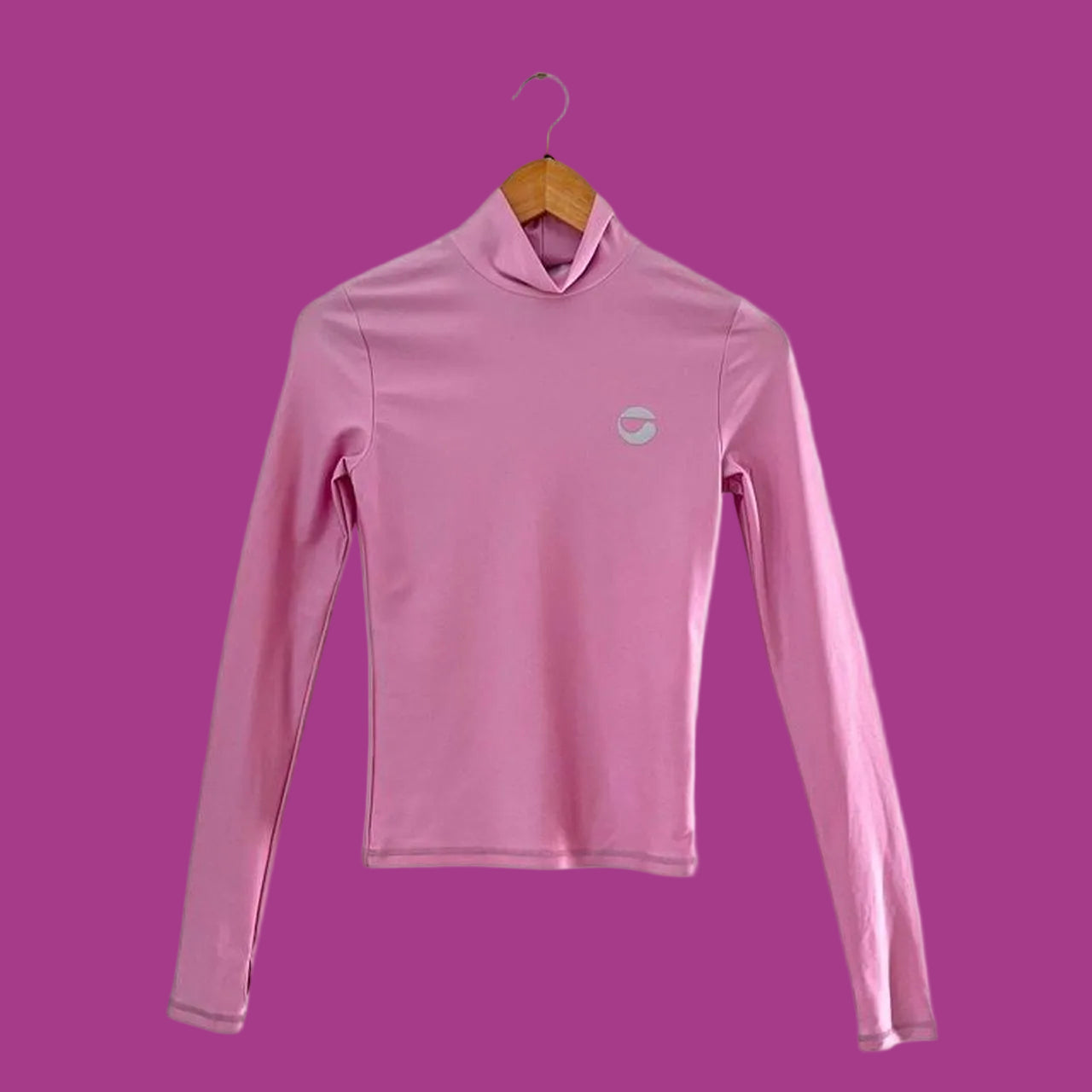 Coperni Tight High Neck Top in Pink.