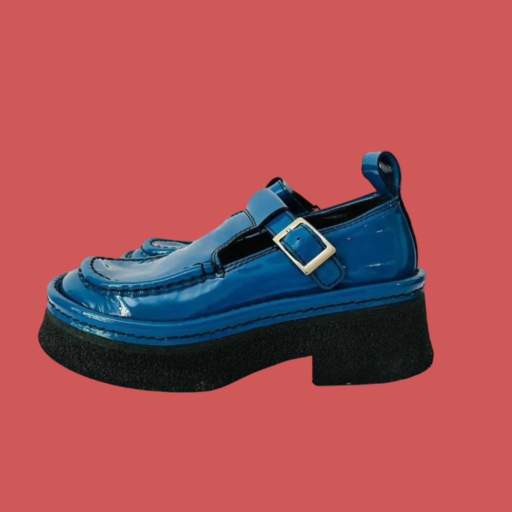 Miista E8 CATHY Brogue Maryjanes in Blue.