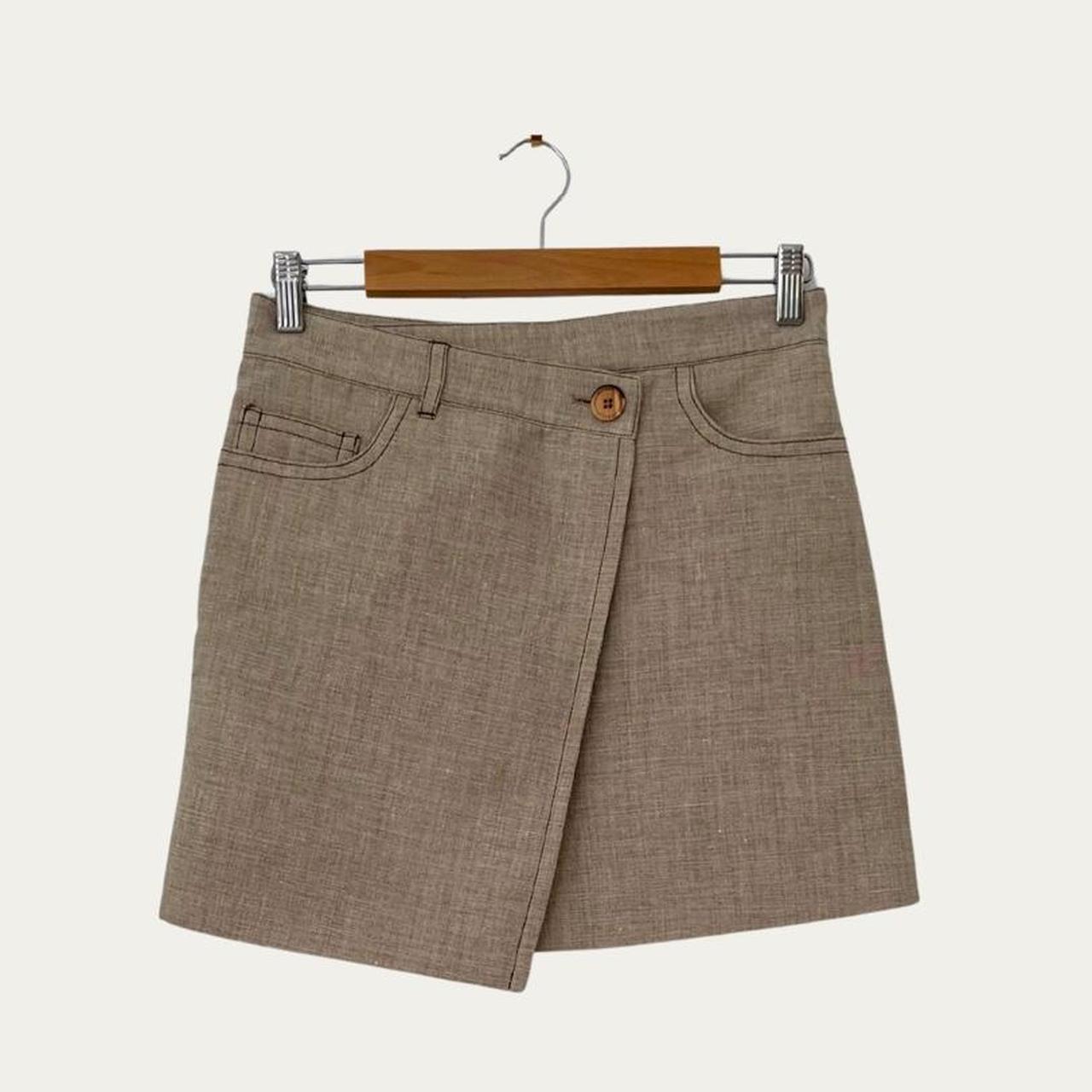 ACNE Studios BNWT WRAP EFFECT Hemp Blend Mini Skirt in Beige.