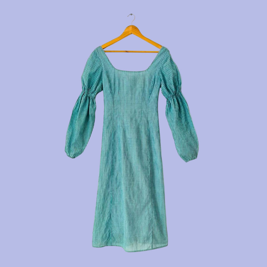 Arnsdorf IVY Striped Cotton Midi Dress in Seafoam.