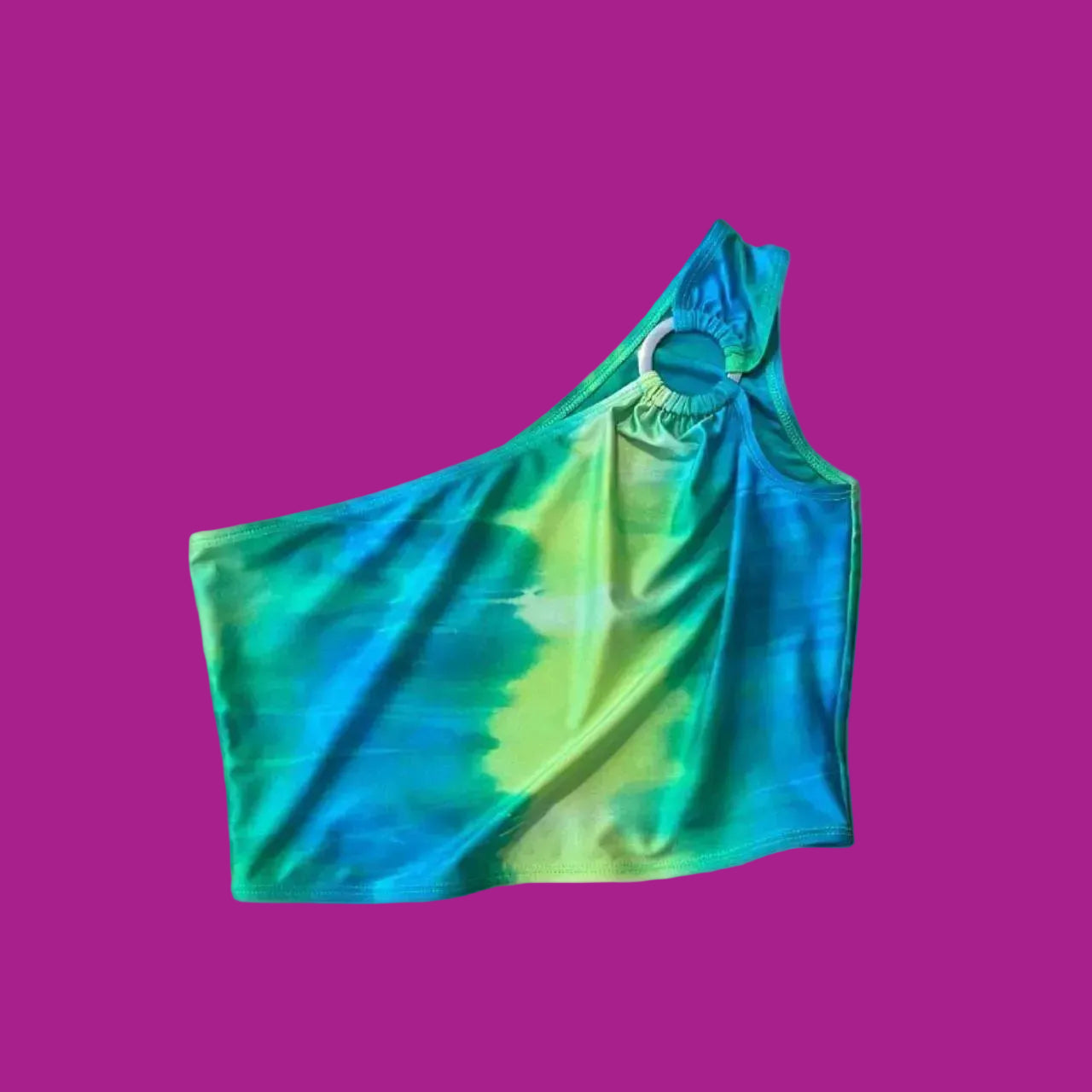 All is A Gentle Spring O-Ring One Shoulder Crop Top.