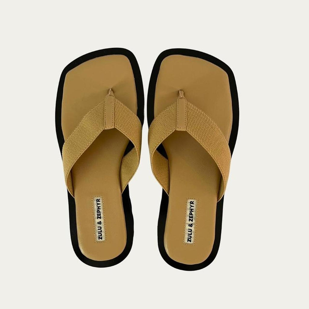 Zulu & Zephyr Thongs in Light Brown.