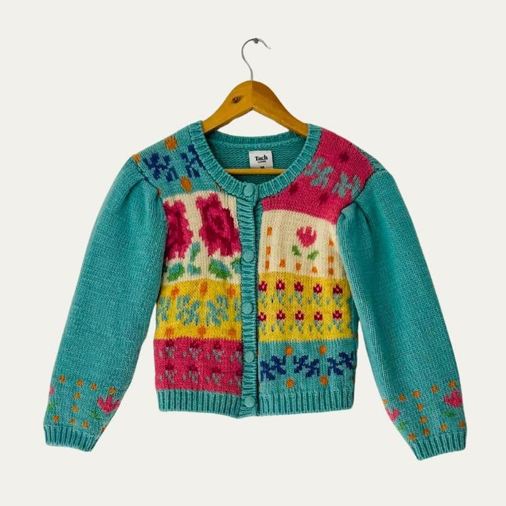 Tach Clothing INESSA Wool Cardigan in Aqua Green Size XS.