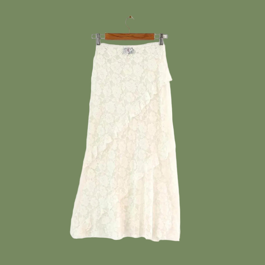 Sister Studios STARR Lace Maxi Skirt in White.