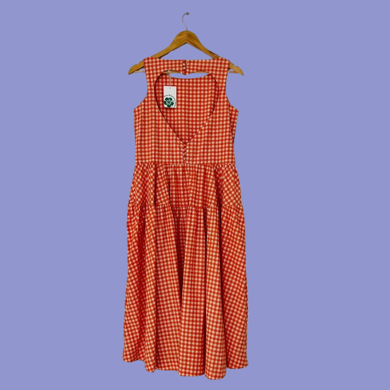 Emma Mulholland BNWT FOREVER YOURS Midi Dress in Gingham Orange.