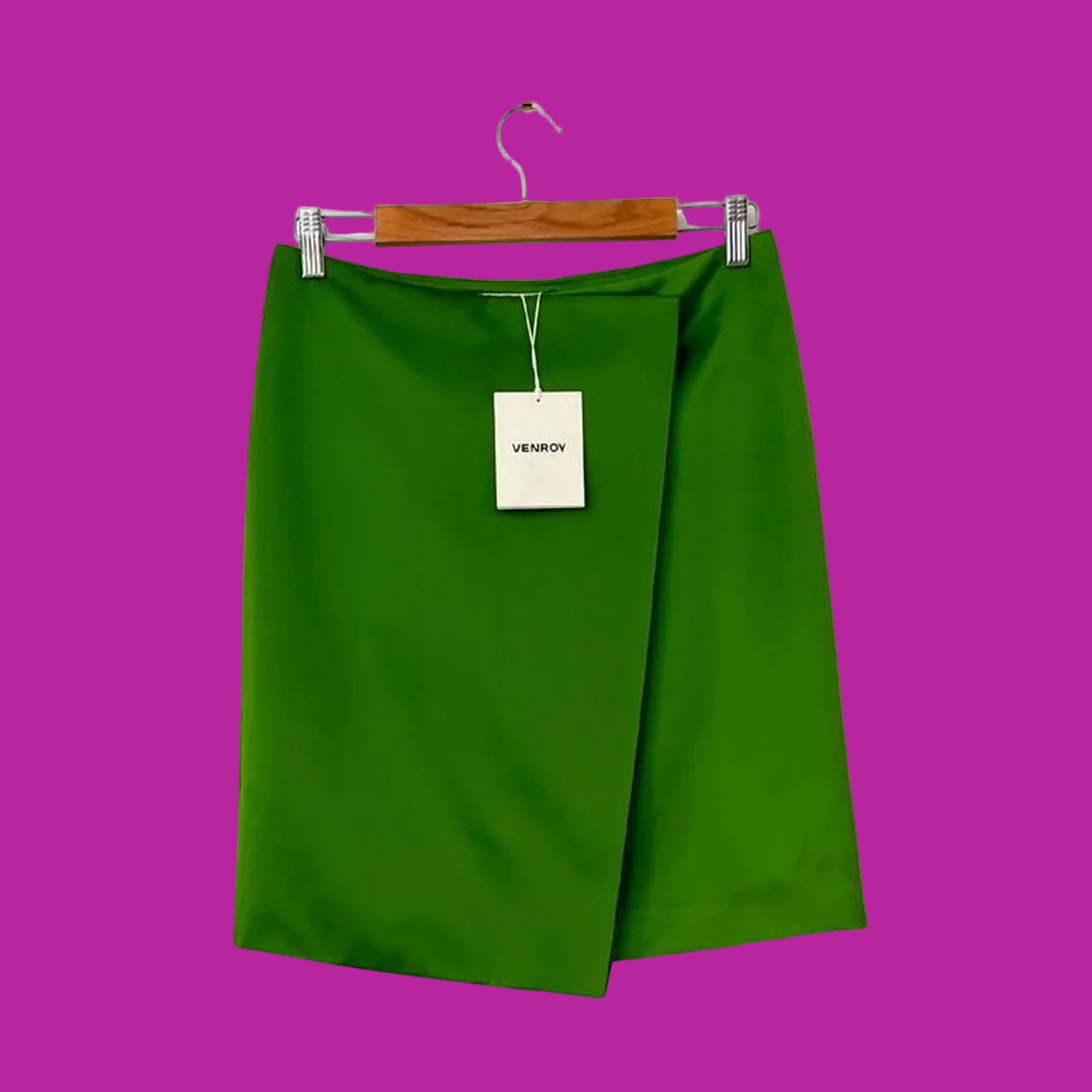 Venroy BNWT Wrap Silk Cotton Skirt in Leaf Green.