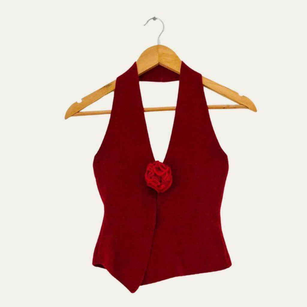 With Jean ROSE Top in Red.