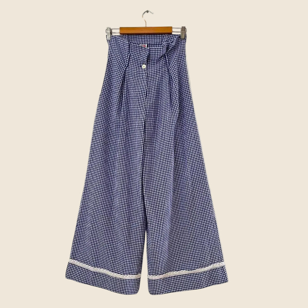 Shrimps BNWT VALENTINA Wide Leg Pants in Blue Check Size 8/S.