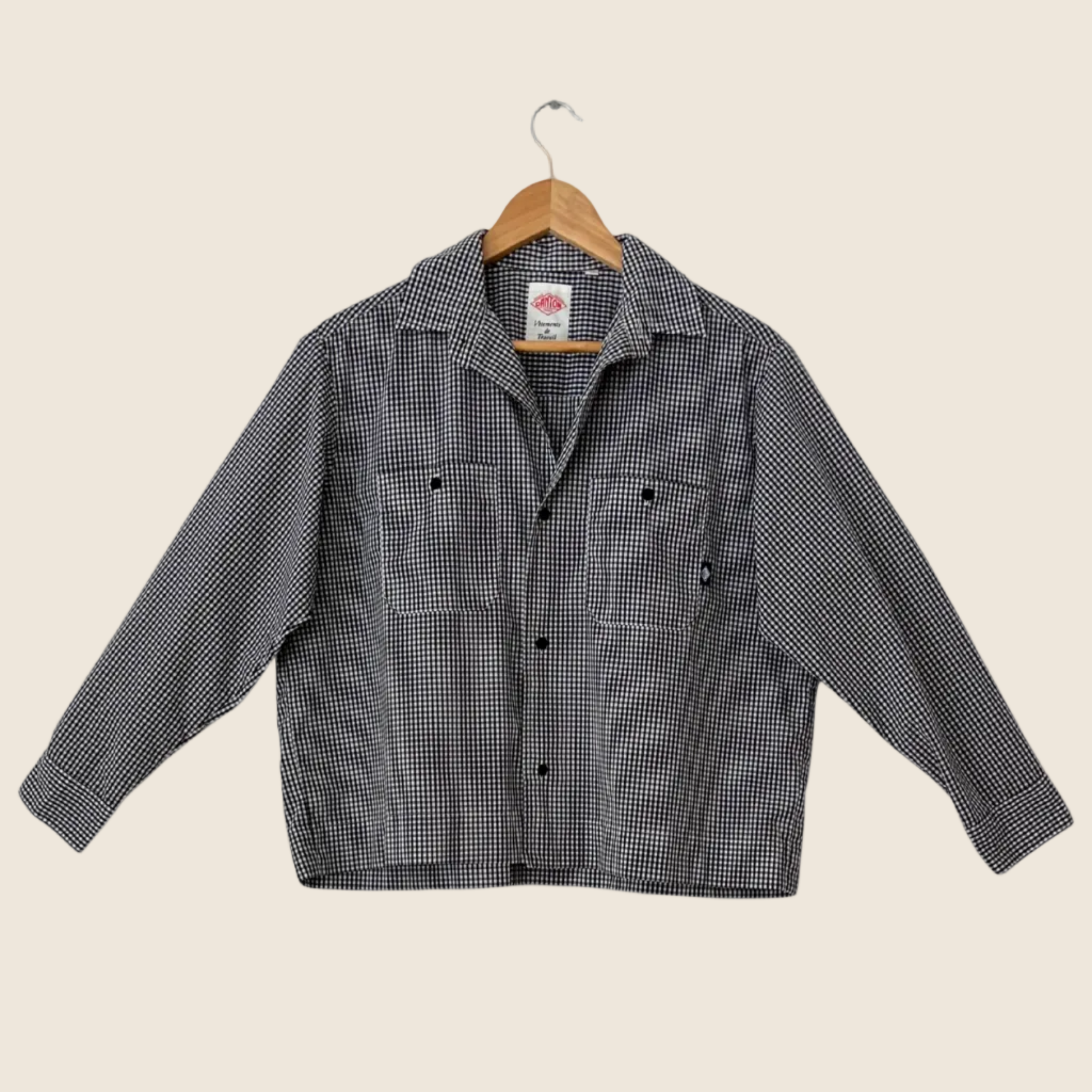 Danton France Checked Cropped Shirt Size AU8.