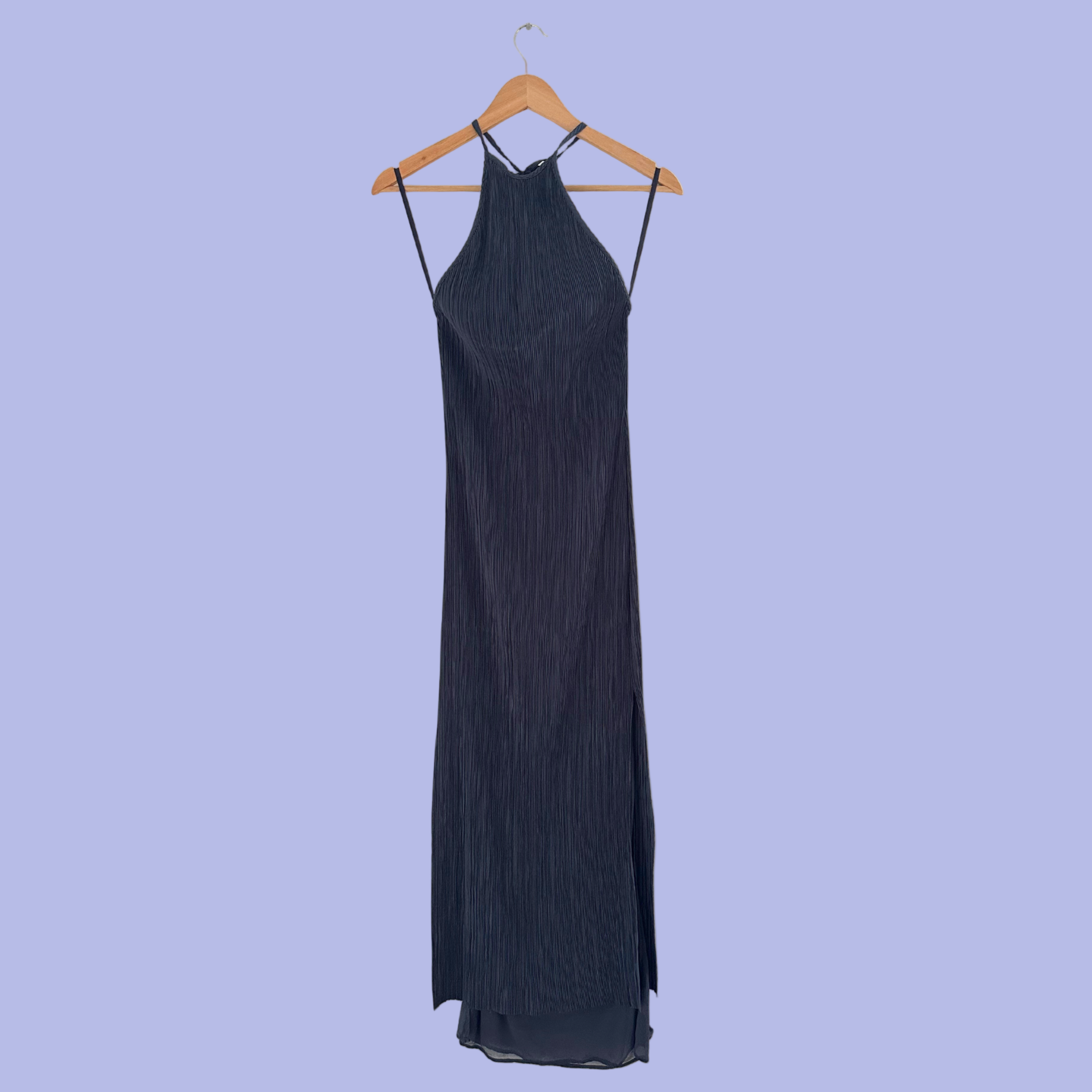 St Agni BNWT Pleated Halter Dress in Charcoal.