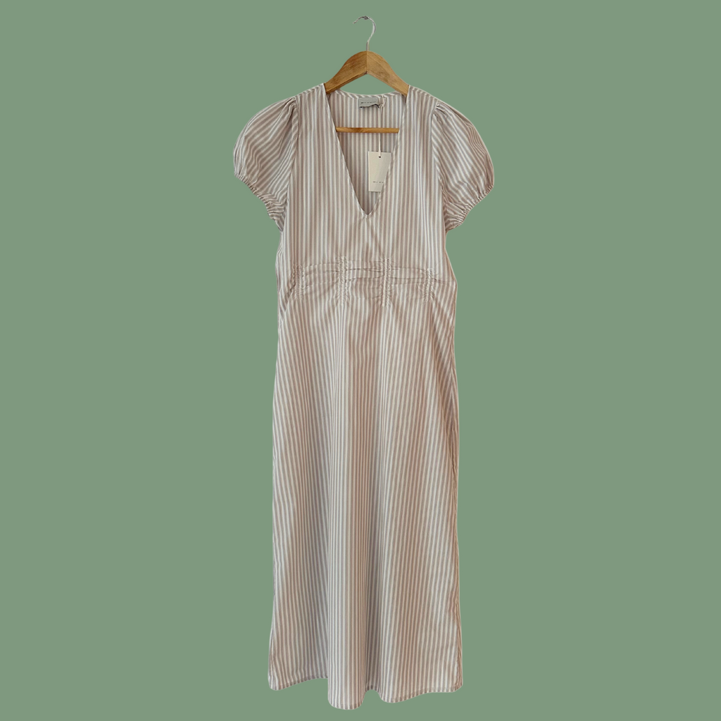 Deiji Studios BNWT PINCHED Dress in Lake Stripe.