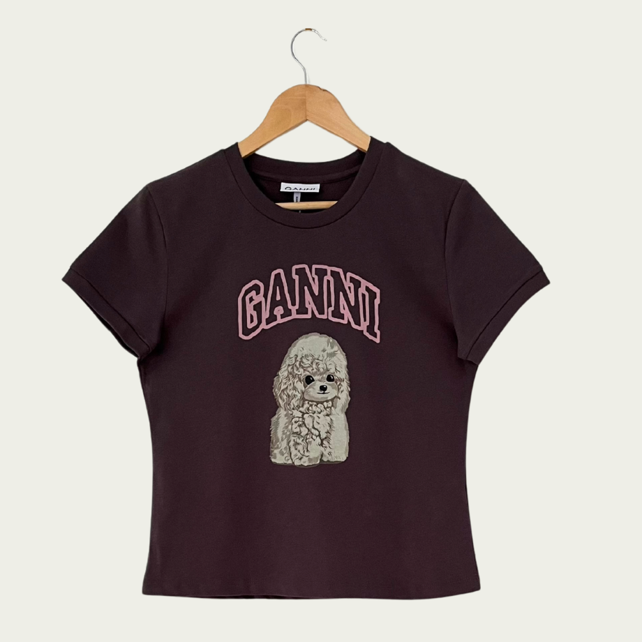 Ganni Poodle T-shirt in Phantom Size M.